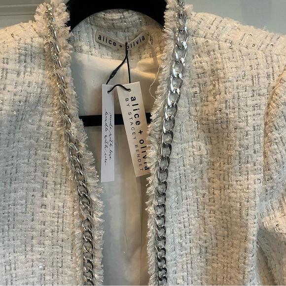 Alice + Olivia Zeta Cropped Box Jacket with Chain Trim - Picture 4 of 9